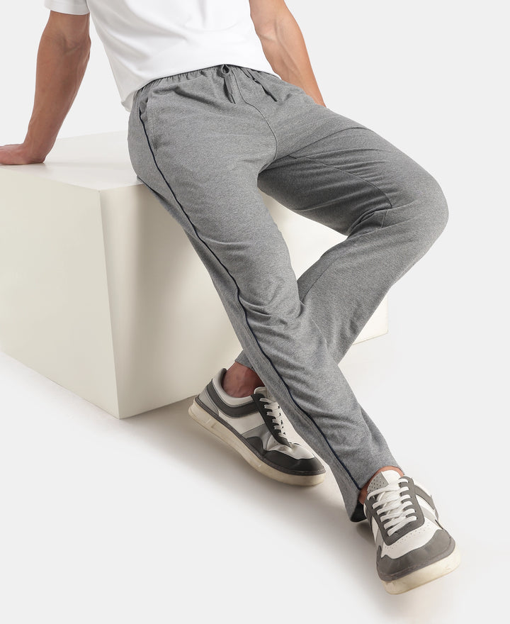Super Combed Cotton Rich Regular Fit Trackpant with Side Pockets - Mid Grey Melange