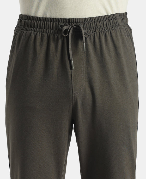 Super Combed Cotton Rich Regular Fit Trackpant with Side Pockets - Olive