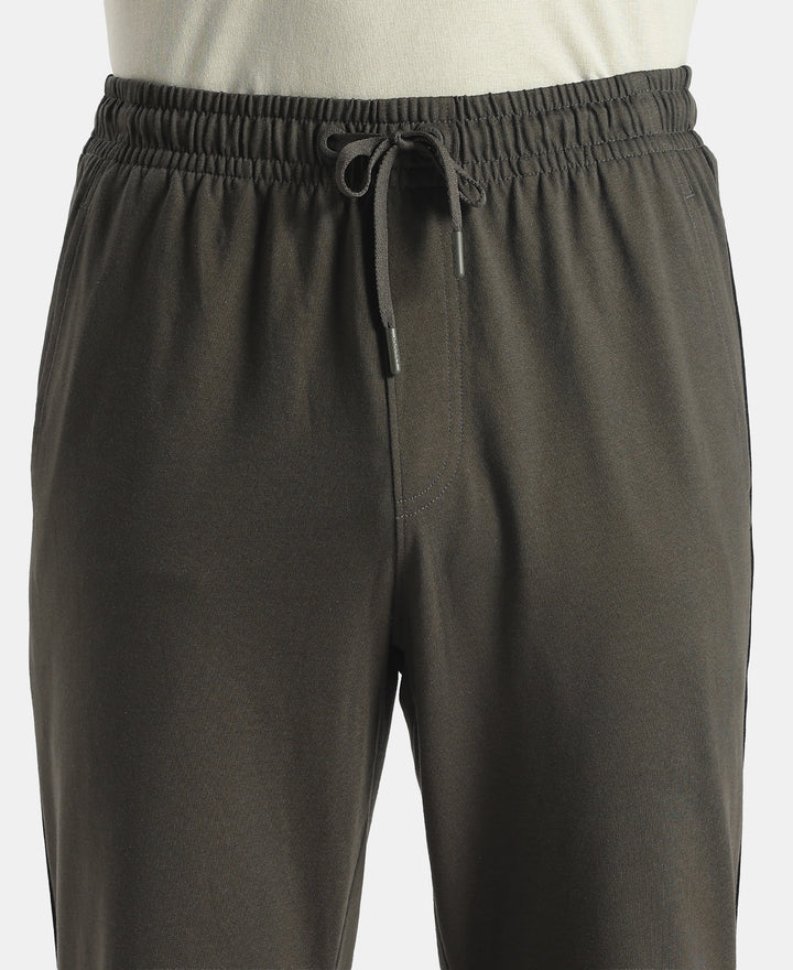 Super Combed Cotton Rich Regular Fit Trackpant with Side Pockets - Olive