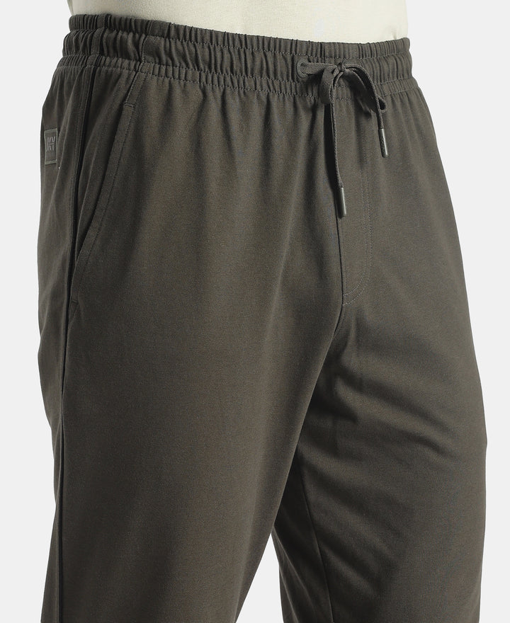 Super Combed Cotton Rich Regular Fit Trackpant with Side Pockets - Olive