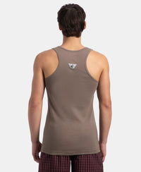 Super Combed Cotton Rib Round Neck with Racerback Gym Vest - Dark Khaki