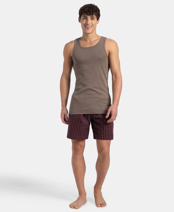 Super Combed Cotton Rib Round Neck with Racerback Gym Vest - Dark Khaki