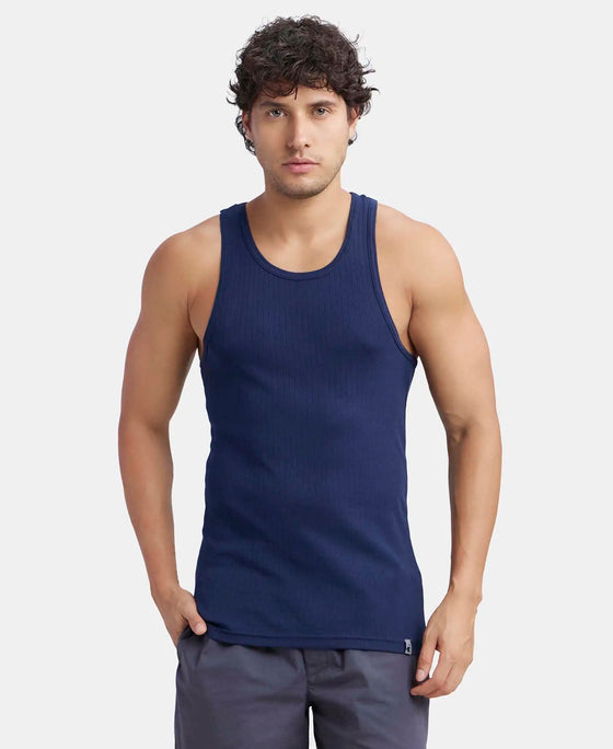Round Neck Rib Vest Buy Super Combed Cotton Rib Round Neck with Racerback Gym Vest - Navy ...