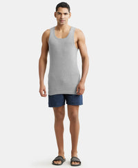 Super Combed Cotton Rib Round Neck with Racerback Gym Vest - Steel Grey Melange