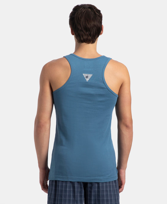 Super Combed Cotton Rib Round Neck with Racerback Gym Vest - Stellar