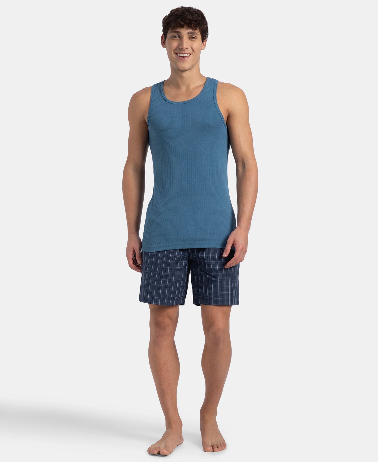 Super Combed Cotton Rib Round Neck with Racerback Gym Vest - Stellar