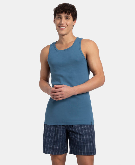 Super Combed Cotton Rib Round Neck with Racerback Gym Vest - Stellar