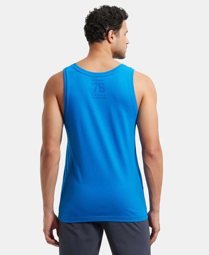 Super Combed Cotton Rich Graphic Printed Tank Top - Neon Blue Print-3