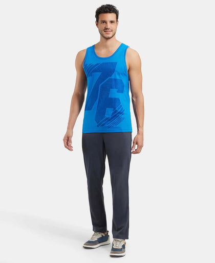 Super Combed Cotton Rich Graphic Printed Tank Top - Neon Blue Print-4