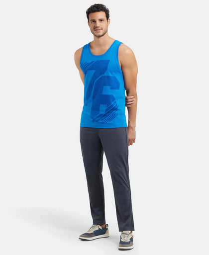 Super Combed Cotton Rich Graphic Printed Tank Top - Neon Blue Print-6