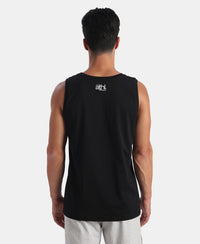 Super Combed Cotton Rich Graphic Printed Tank Top - Black
