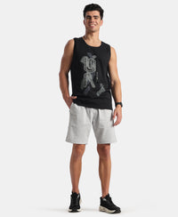 Super Combed Cotton Rich Graphic Printed Tank Top - Black