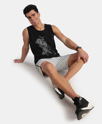 Super Combed Cotton Rich Graphic Printed Tank Top - Black