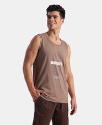 Super Combed Cotton Rich Graphic Printed Tank Top - Desert Taupe