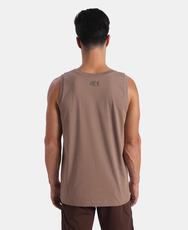 Super Combed Cotton Rich Graphic Printed Tank Top - Desert Taupe