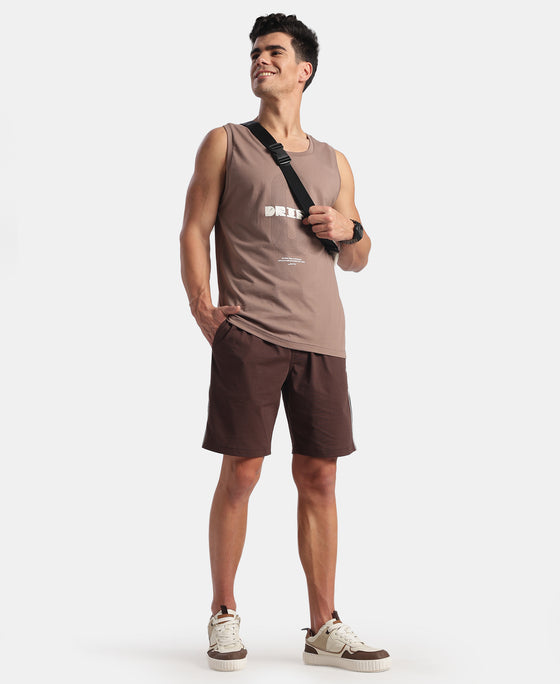Super Combed Cotton Rich Graphic Printed Tank Top - Desert Taupe