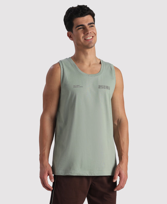 Super Combed Cotton Rich Graphic Printed Tank Top - Iceberg Green