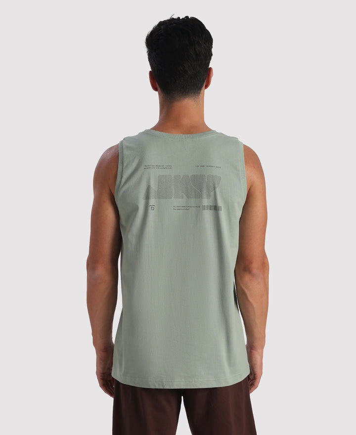 Super Combed Cotton Rich Graphic Printed Tank Top - Iceberg Green