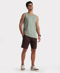 Super Combed Cotton Rich Graphic Printed Tank Top - Iceberg Green