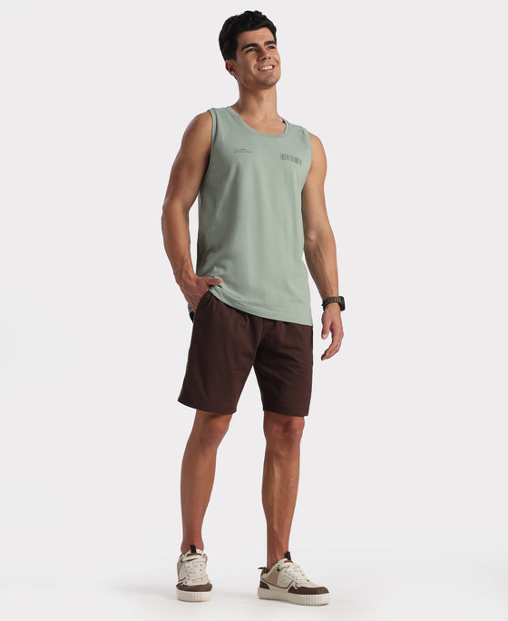 Super Combed Cotton Rich Graphic Printed Tank Top - Iceberg Green