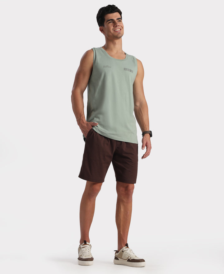 Super Combed Cotton Rich Graphic Printed Tank Top - Iceberg Green