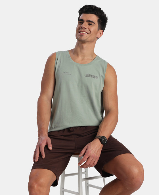 Super Combed Cotton Rich Graphic Printed Tank Top - Iceberg Green