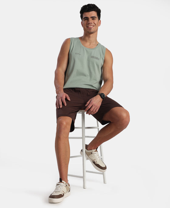 Super Combed Cotton Rich Graphic Printed Tank Top - Iceberg Green