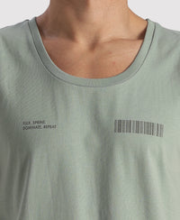 Super Combed Cotton Rich Graphic Printed Tank Top - Iceberg Green
