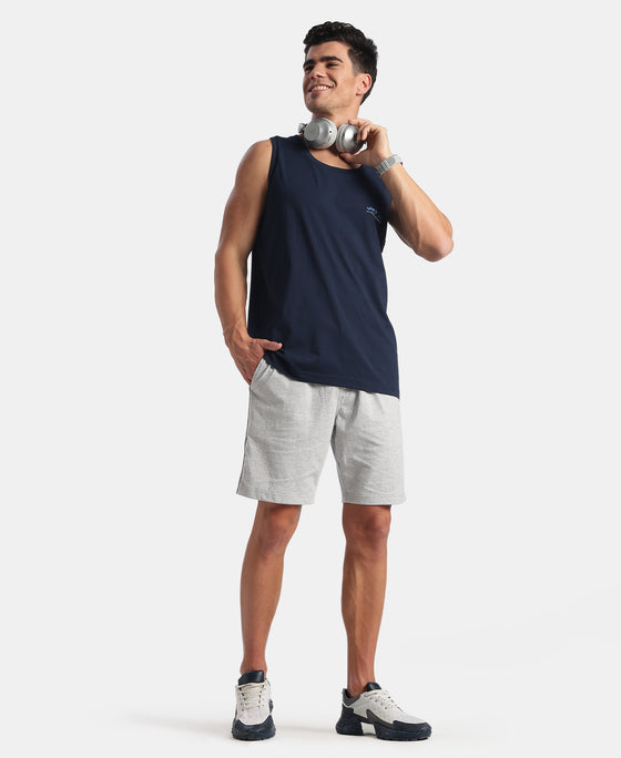 Super Combed Cotton Rich Graphic Printed Tank Top - Navy
