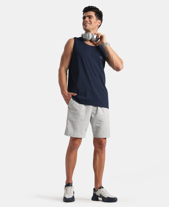 Super Combed Cotton Rich Graphic Printed Tank Top - Navy