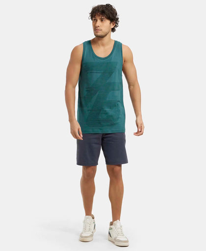 Super Combed Cotton Rich Graphic Printed Tank Top - Pacific Green-4