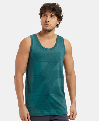 Super Combed Cotton Rich Graphic Printed Tank Top - Pacific Green-5