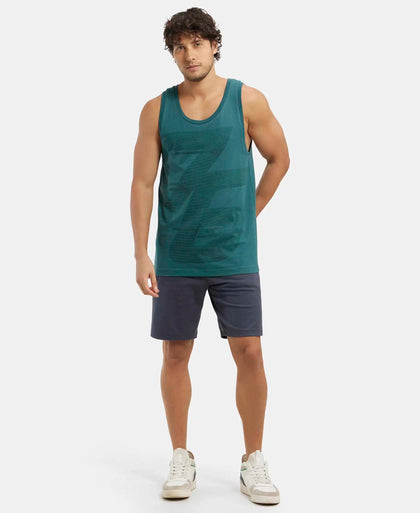 Super Combed Cotton Rich Graphic Printed Tank Top - Pacific Green-6