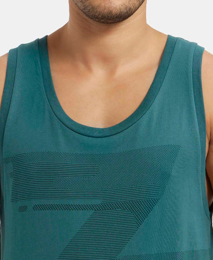 Super Combed Cotton Rich Graphic Printed Tank Top - Pacific Green-7
