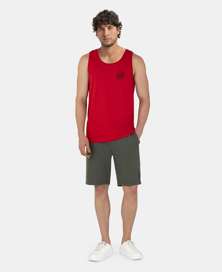 Super Combed Cotton Rich Graphic Printed Tank Top - Shanghai Red