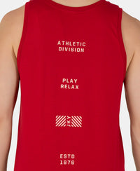 Super Combed Cotton Rich Graphic Printed Tank Top - Shanghai Red