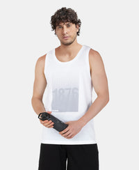 Super Combed Cotton Rich Graphic Printed Tank Top - White