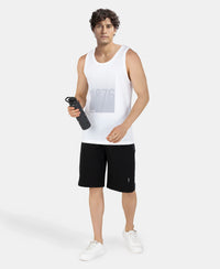 Super Combed Cotton Rich Graphic Printed Tank Top - White