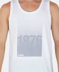 Super Combed Cotton Rich Graphic Printed Tank Top - White