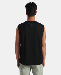 Microfiber Fabric Oversized Tank Top with StayFresh Treatment - Black