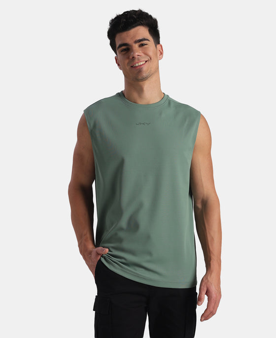 Microfiber Fabric Oversized Tank Top with StayFresh Treatment - Green