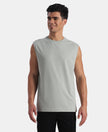 Microfiber Fabric Oversized Tank Top with StayFresh Treatment - Light Grey