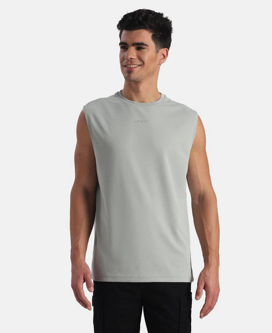 Microfiber Fabric Oversized Tank Top with StayFresh Treatment - Light Grey
