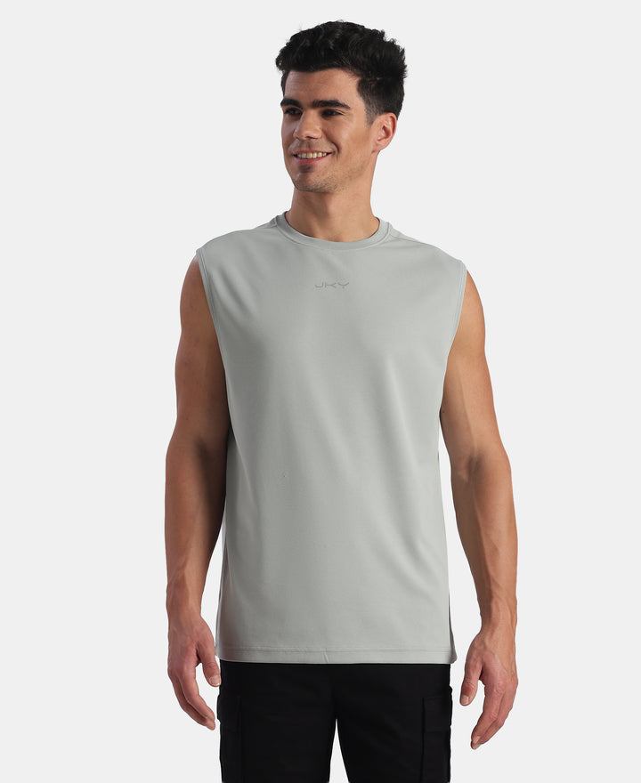 Microfiber Fabric Oversized Tank Top with StayFresh Treatment - Light Grey
