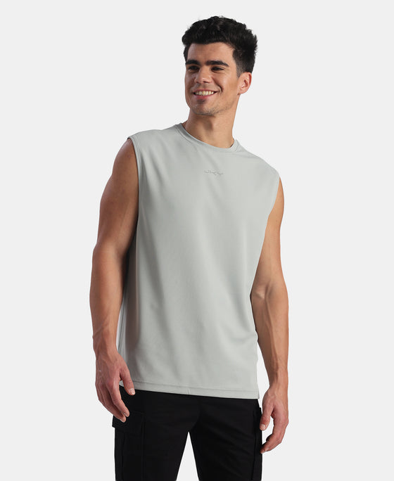 Microfiber Fabric Oversized Tank Top with StayFresh Treatment - Light Grey