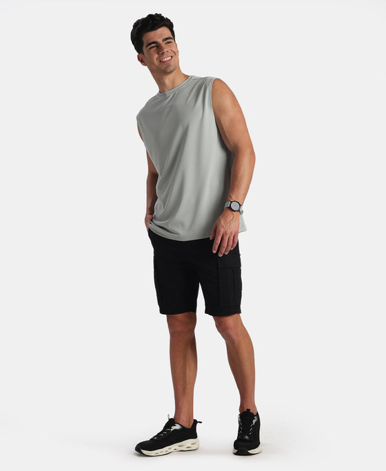 Microfiber Fabric Oversized Tank Top with StayFresh Treatment - Light Grey