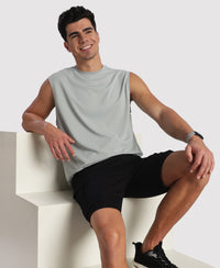 Microfiber Fabric Oversized Tank Top with StayFresh Treatment - Light Grey