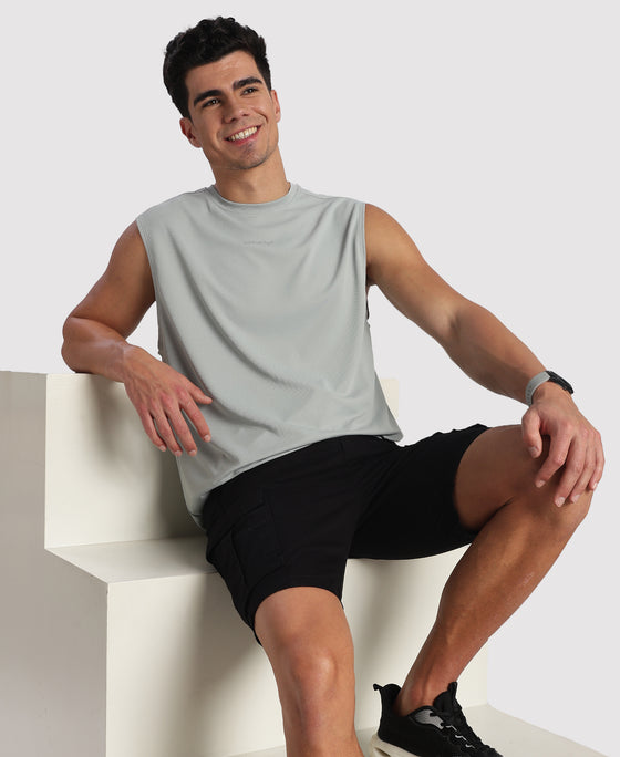 Microfiber Fabric Oversized Tank Top with StayFresh Treatment - Light Grey