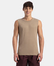 Super Combed Cotton Rib Solid Round Neck Muscle Vest - Desert Taupe