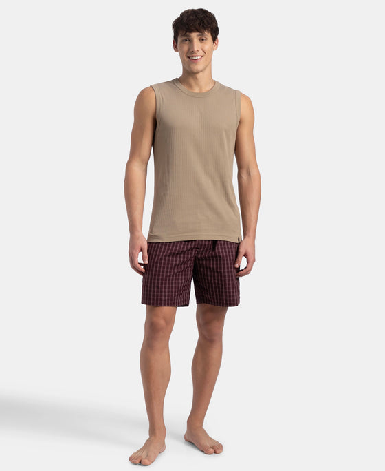 Super Combed Cotton Rib Solid Round Neck Muscle Vest - Desert Taupe